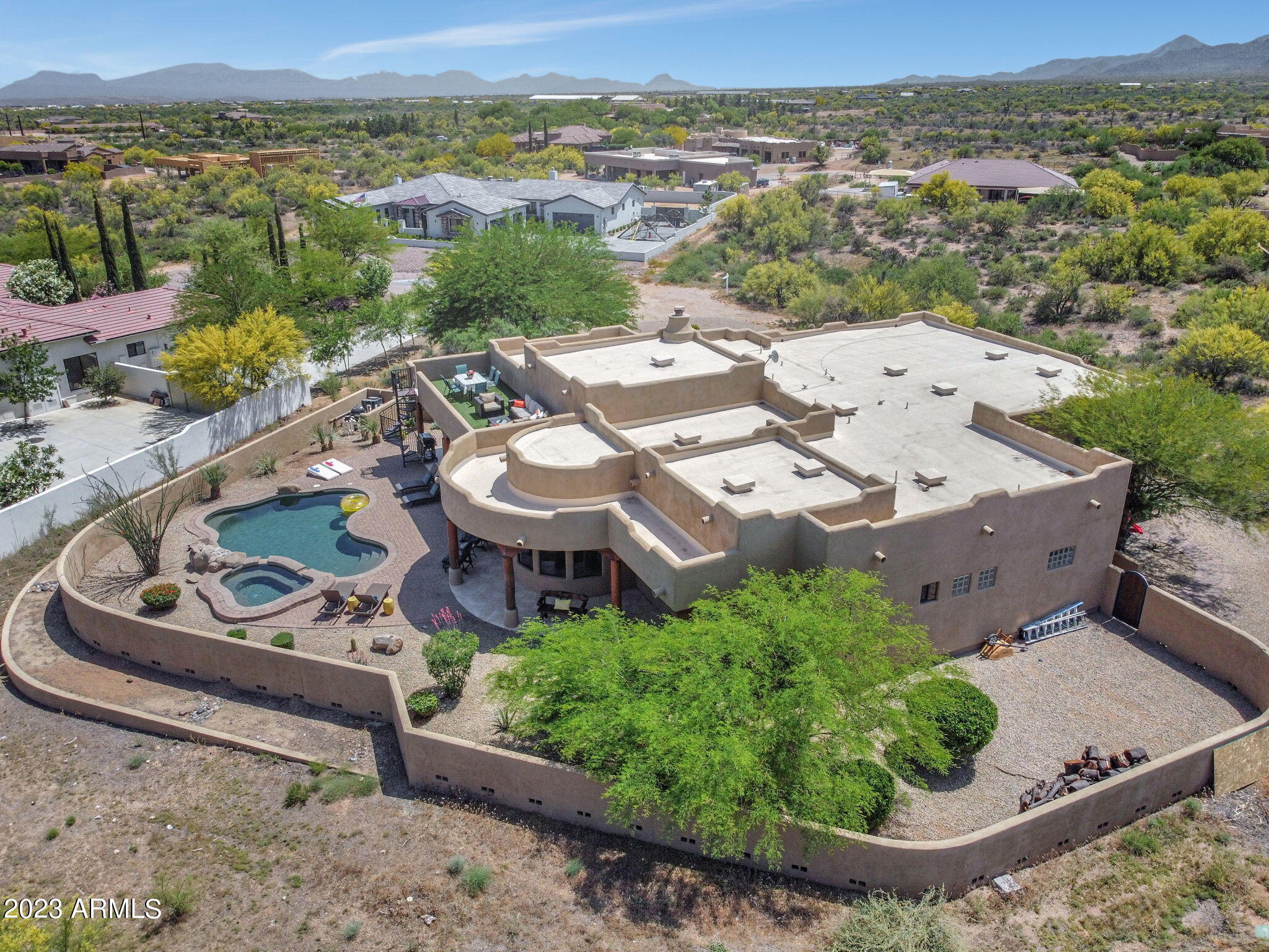 14214 East Gamble Lane Scottsdale, AZ 85262 - Photo 40 of 53 an aerial view of a house with a garden and lake view