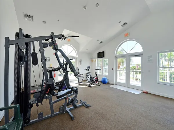 a view of a room with gym equipment