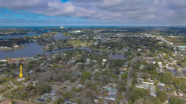 a view of a lake from a yard