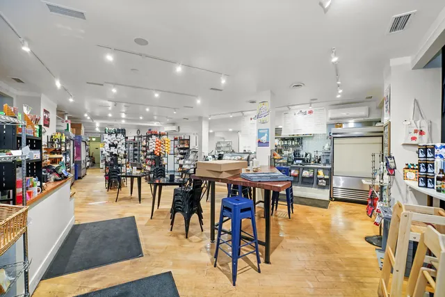 a view of a dining area with furniture