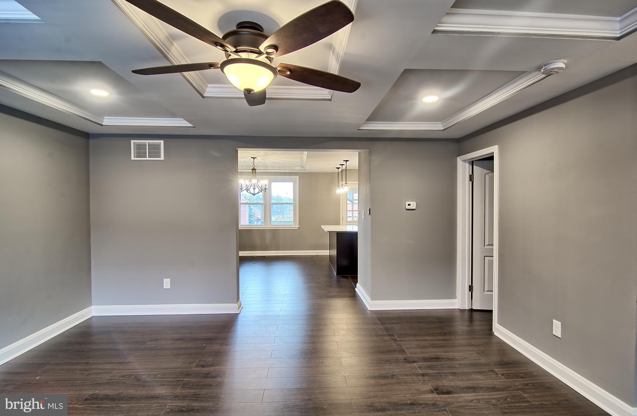 719 Stamford Road Baltimore, MD 21229 - Photo 5 of 29 Living Room / DR View / Coffered ceilings