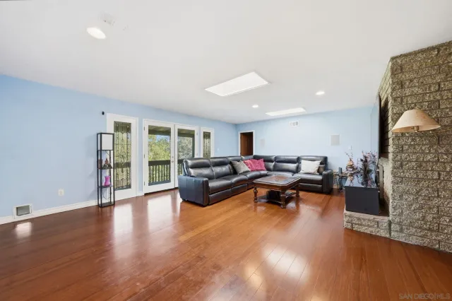 a living room with a couch and a coffee table