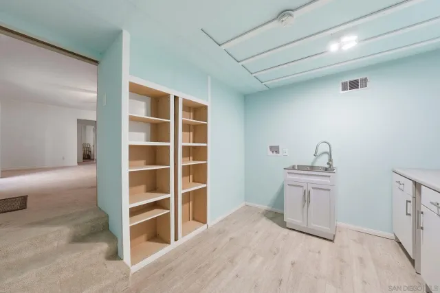 a view of porch with wooden floor