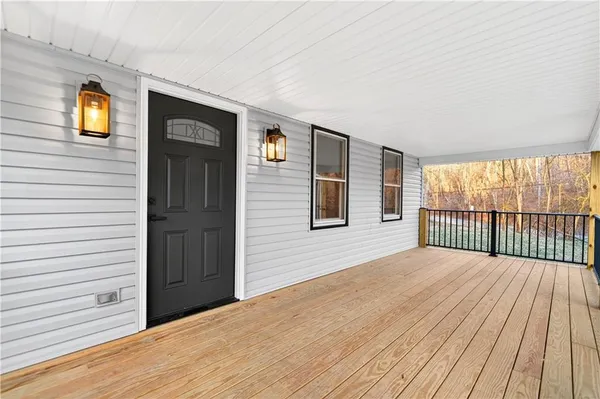 a view of a wooden deck