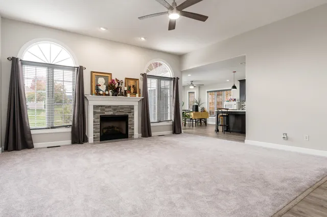 a view of a livingroom with a staircase