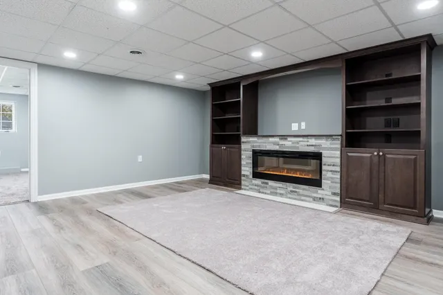 a view of a room with racks on the wall