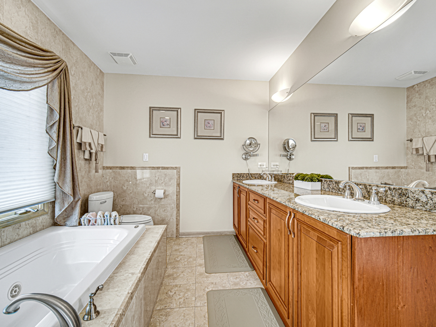631 Riverside Drive Park Ridge, IL 60068 - Photo 17 of 31 a spacious bathroom with a granite countertop sink mirror and bathtub