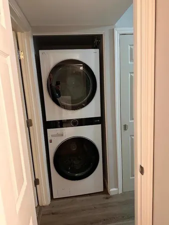 a close up view of a washer and dryer in a bathroom