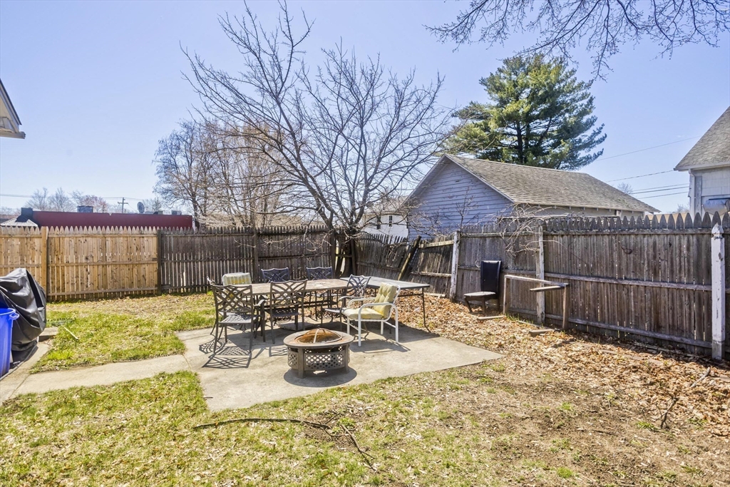 34 Temby Street Springfield, MA 01119 - Photo 18 of 22 a view of a patio with a table chairs and a fire pit