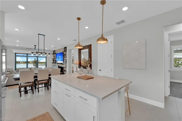 a view of kitchen island kitchen island furniture and windows
