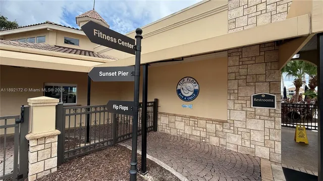 a view of a park with swings