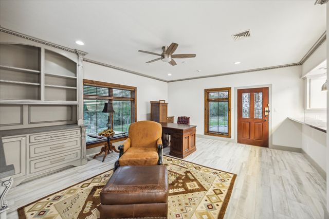 a living room with furniture