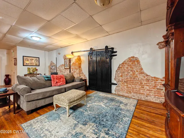 a living room with furniture