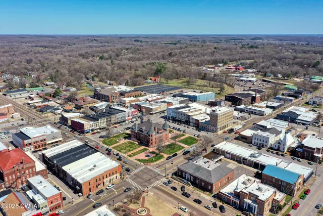 an aerial view of a city