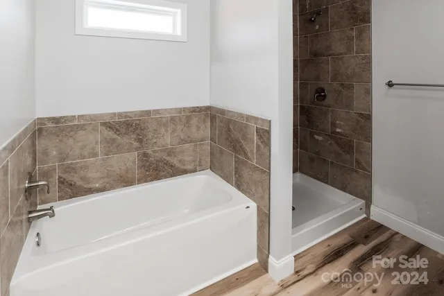 a bathroom with a bathtub