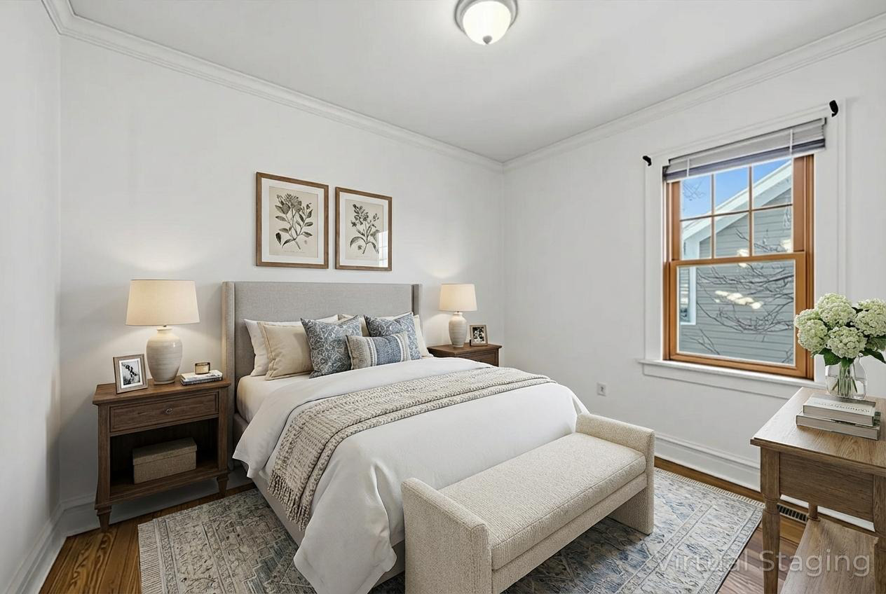 314 Elm Street Lombard, IL 60148 - Photo 12 of 43 a bedroom with a bed and wooden floor