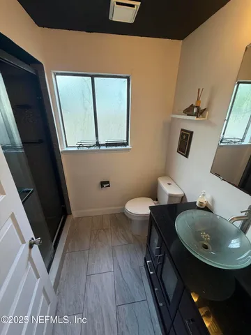 a bathroom with a bathtub