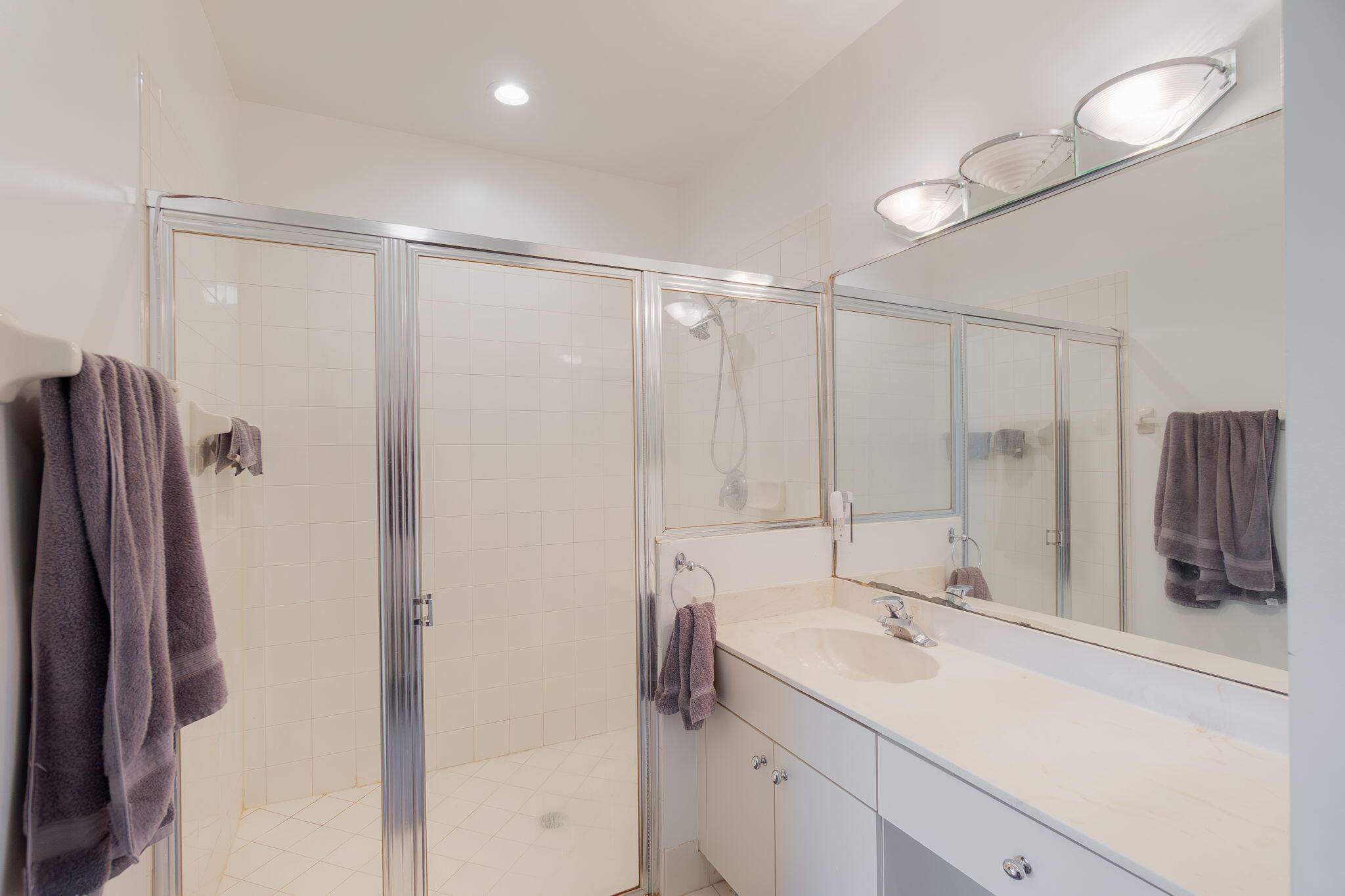 115 Coconut Key Lane Delray Beach, FL 33484 - Photo 14 of 23 a bathroom with a shower sink and mirror