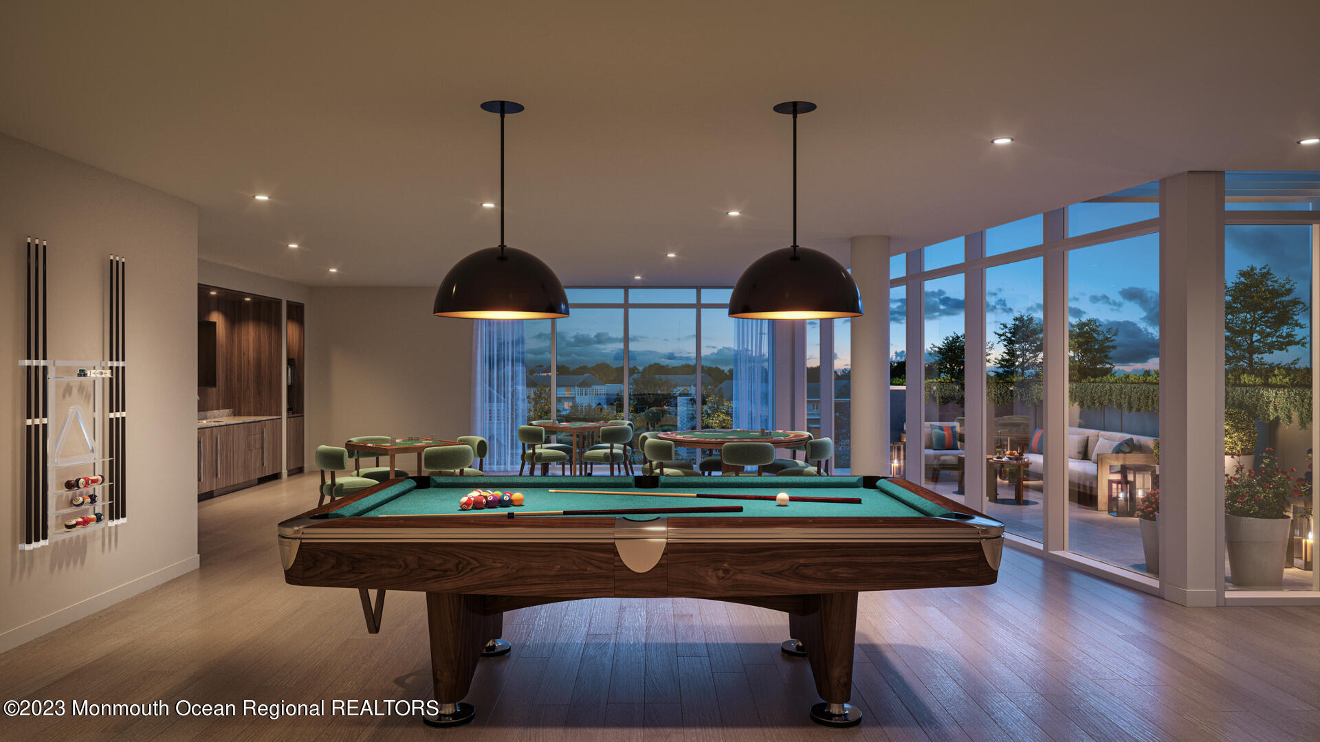 392 Ocean Avenue, Unit 1604 Long Branch, NJ 07740 - Photo 13 of 17 a room with pool table and windows