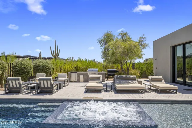 a view of a terrace with furniture