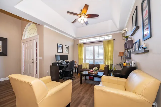 a living room with furniture