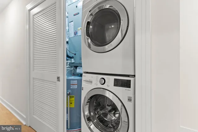 a utility room with dryer and washer