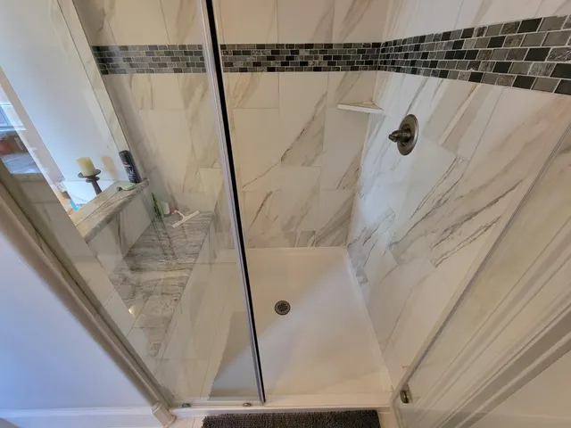 a bathroom with a shower