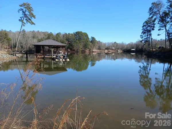 a view of a lake with a mountain in the background
