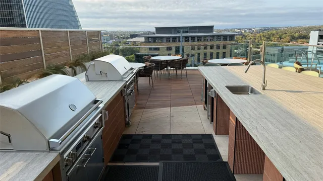 a view of a terrace with chairs