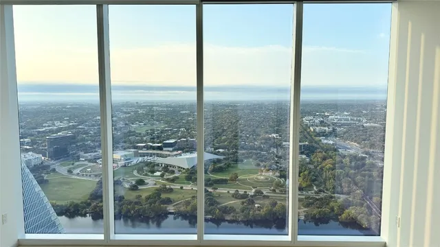 a view of a glass door