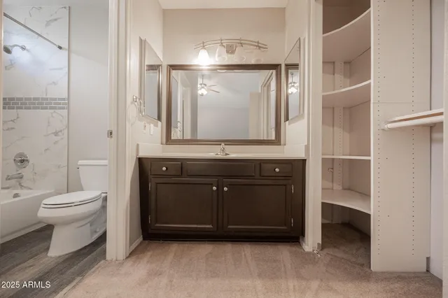 a bathroom with a toilet a sink and mirror