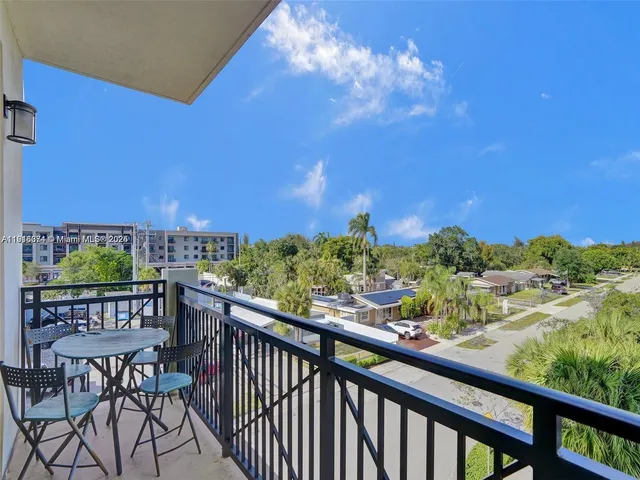 a view of a city from a balcony