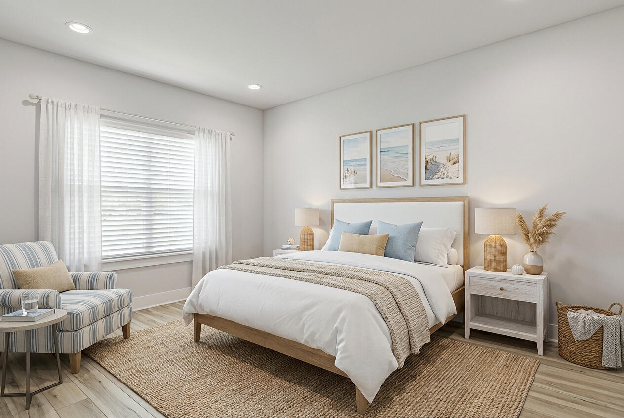 995 Airport Road, Unit 43 Destin, FL 32541 - Photo 24 of 40 a bedroom with a bed and a couch