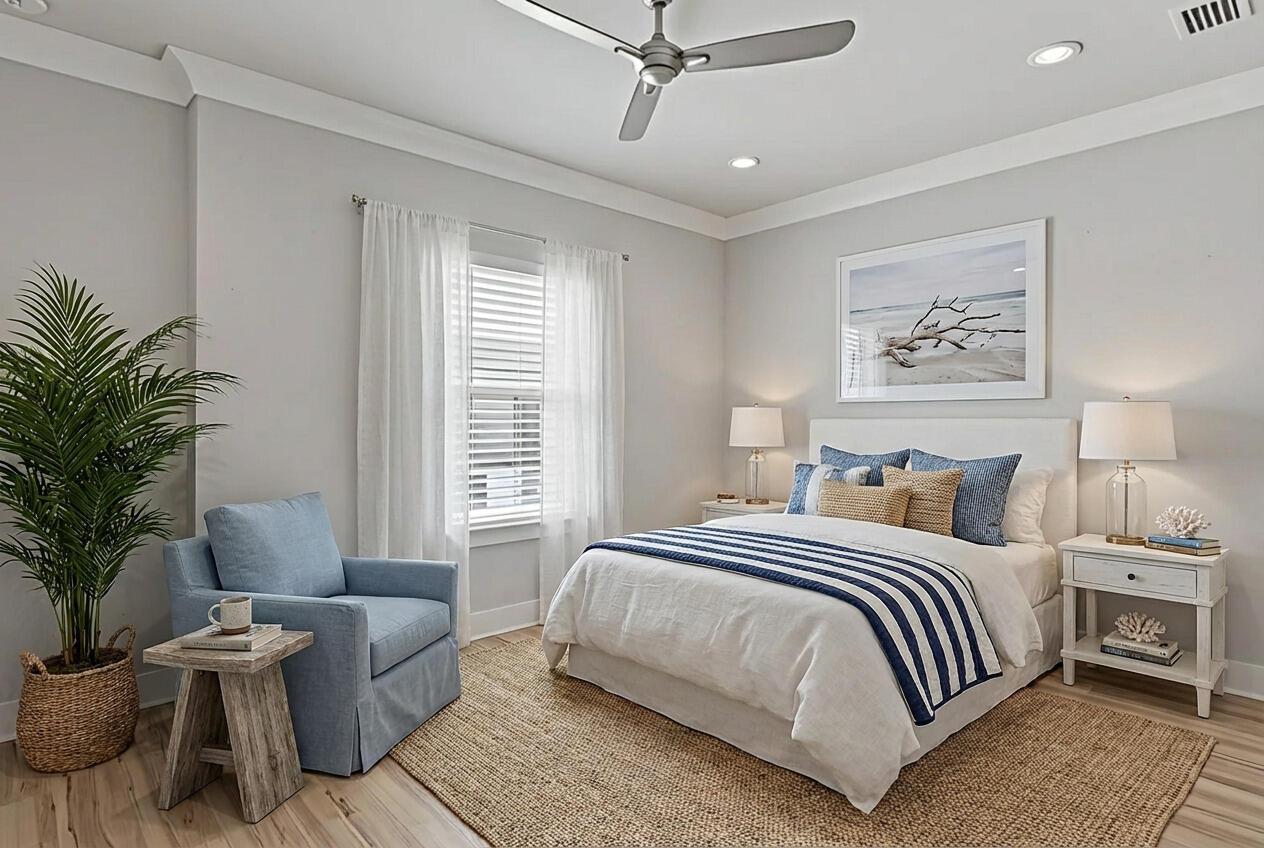 995 Airport Road, Unit 43 Destin, FL 32541 - Photo 31 of 40 a bedroom with a large bed and a window