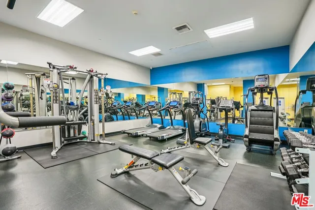 a view of a room with gym equipment