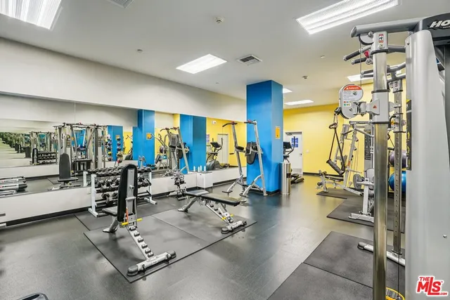 a view of a room with gym equipment