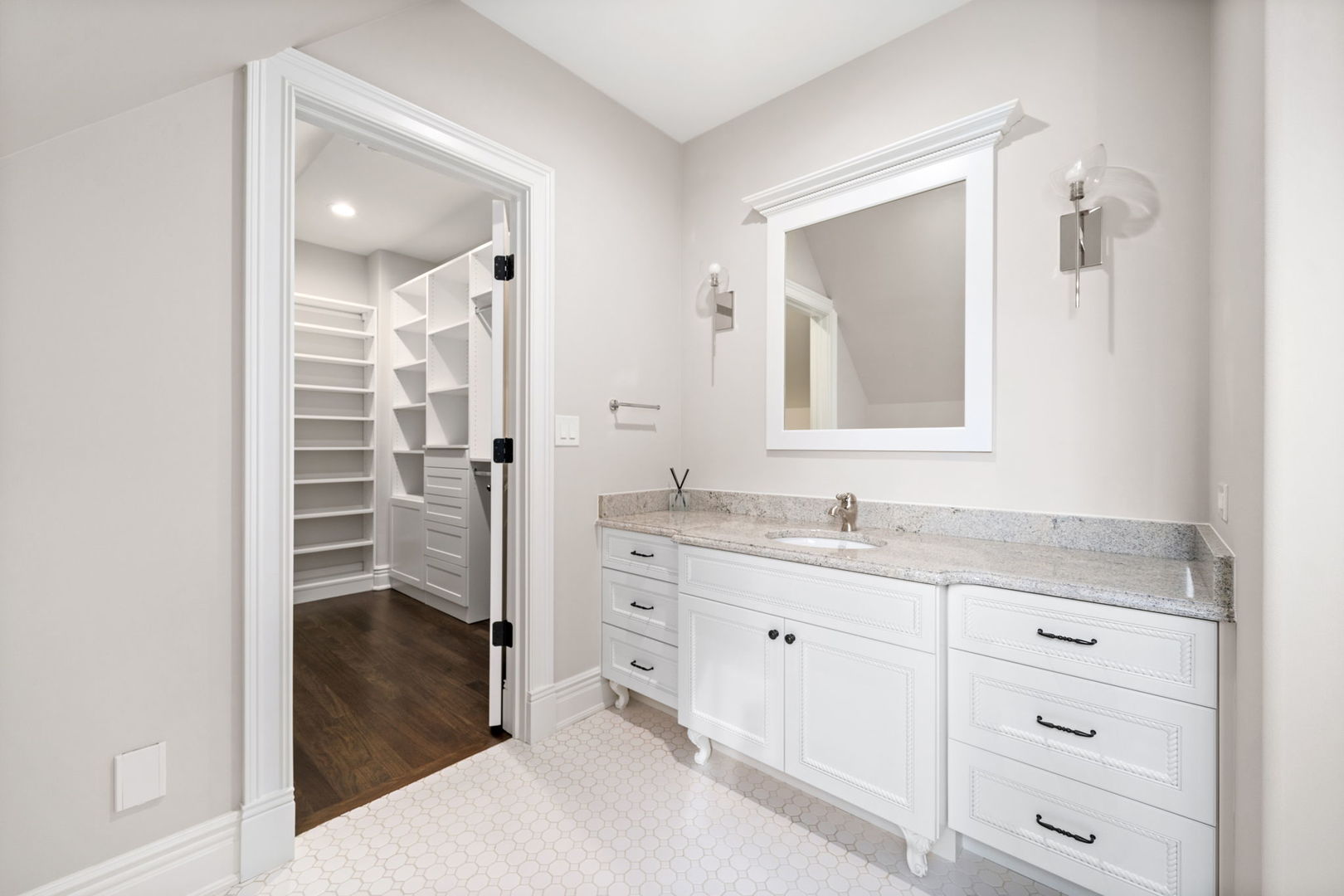6403 South Garfield Street Burr Ridge, IL 60527 - Photo 46 of 95 a bathroom with a granite countertop sink mirror and