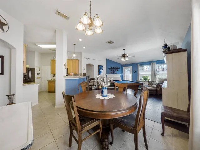 a view of a dining room and livingroom view