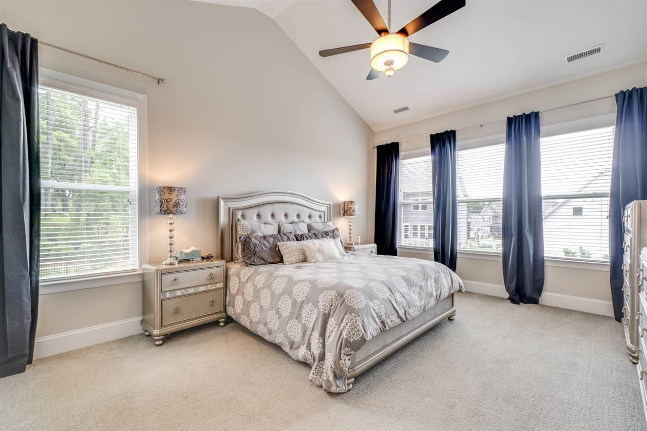 7504 Pinaster Place Raleigh, NC 27613 - Photo 13 of 30 On main floor! Cathedral ceiling, ceiling fan, blinds throughout and plush carpeting Master Bedroom