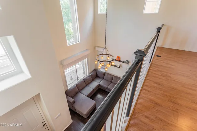 a view of living room with furniture and a window