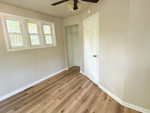 an empty room with windows