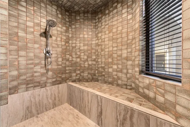 a view of wooden balcony