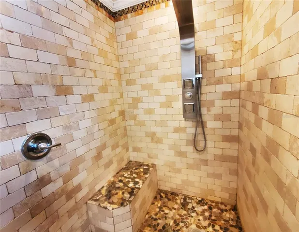 a bathroom with a shower