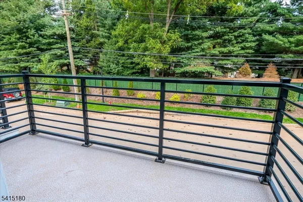 a view of a bench in the roof deck