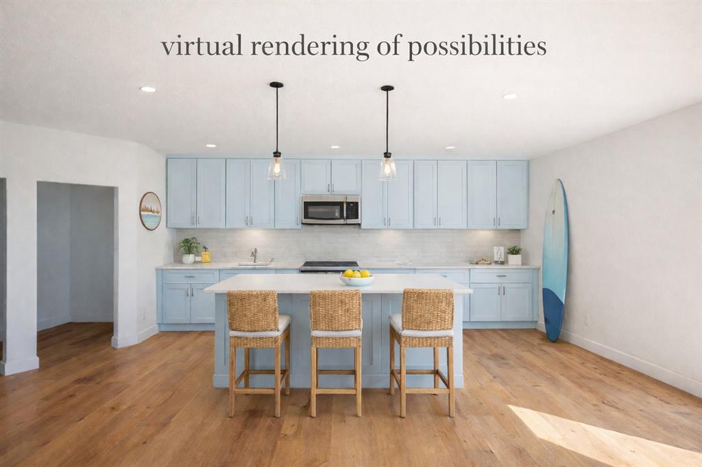 735 Willow Grove Road Woodway, TX 76712 - Photo 31 of 39 a kitchen with a table chairs wooden floors and a view of living room