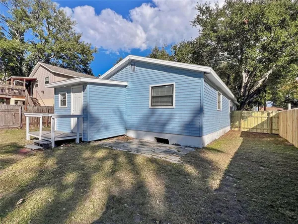a view of backyard of house