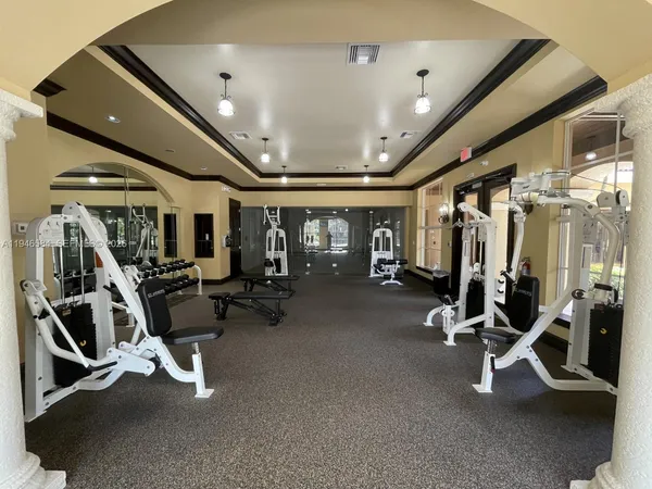 a view of a room with gym equipment