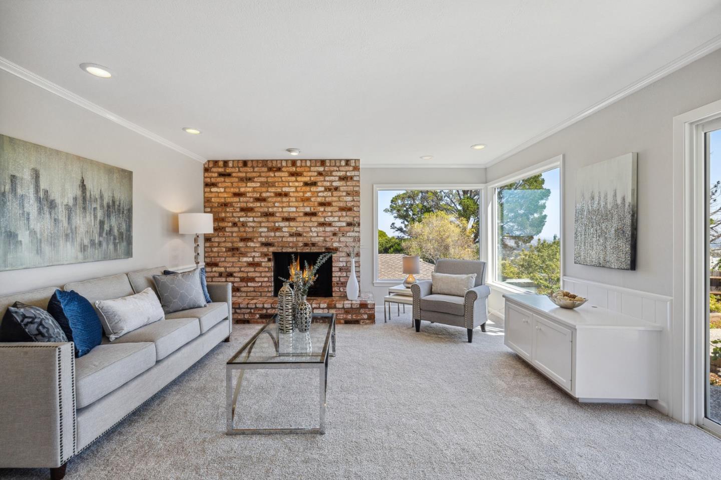 1245 Encina Drive Millbrae, CA 94030 - Photo 29 of 100 a living room with furniture and a fireplace