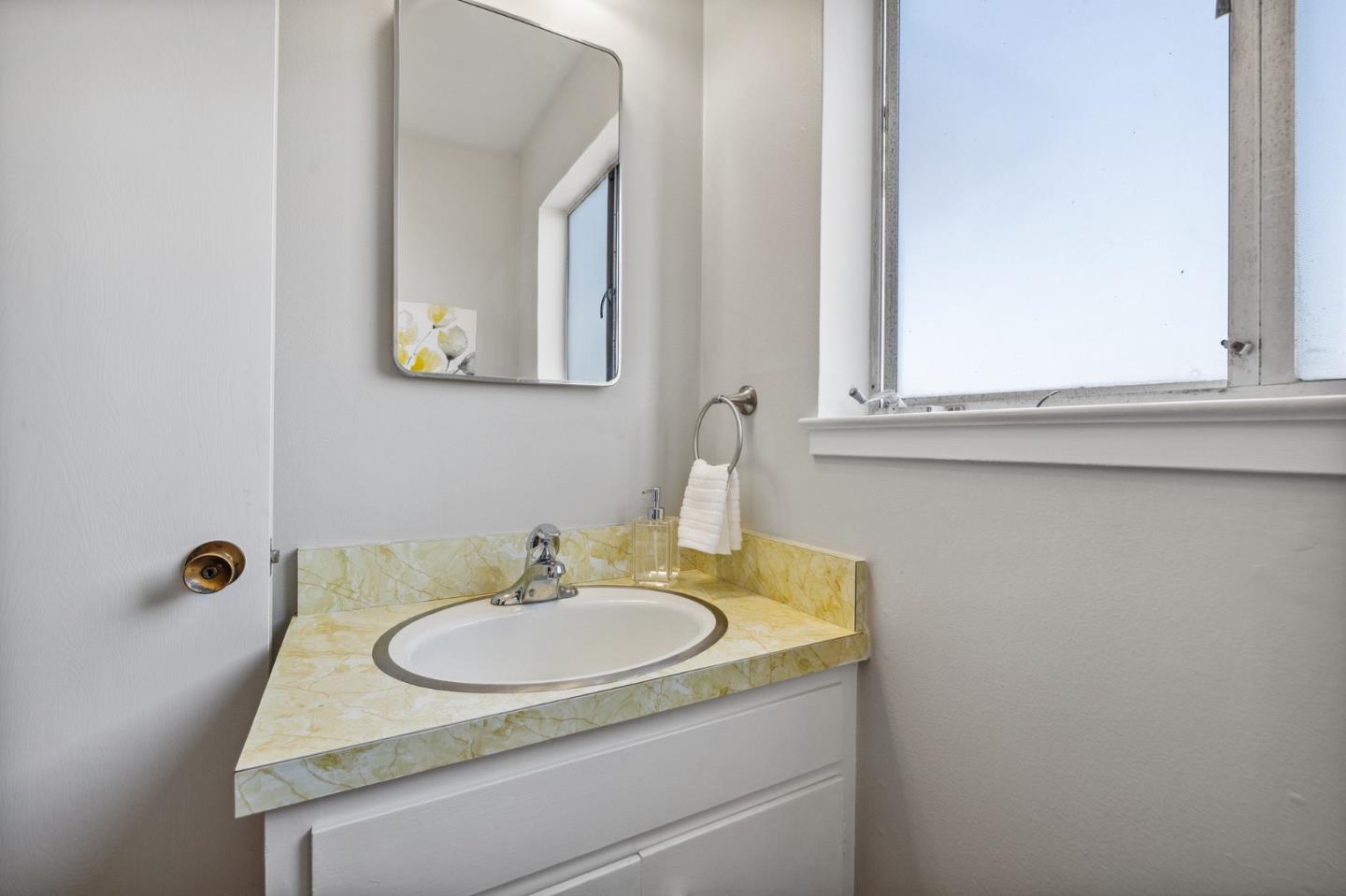 1245 Encina Drive Millbrae, CA 94030 - Photo 84 of 100 a bathroom with a sink and a mirror