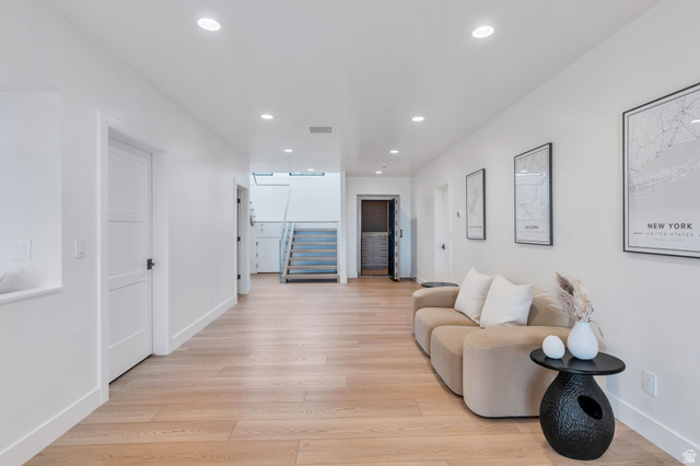 3918 South Mapleton Ests Drive Mapleton, UT 84664 - Photo 69 of 103 Living room featuring light wood finished floors and recessed lighting